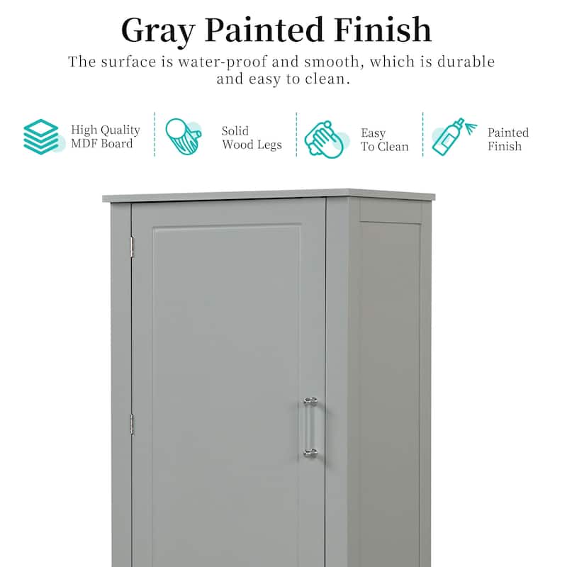 Freestanding Tall Bathroom Cabinet – 2-Drawer Storage with Adjustable Shelf, Painted MDF Finish‌