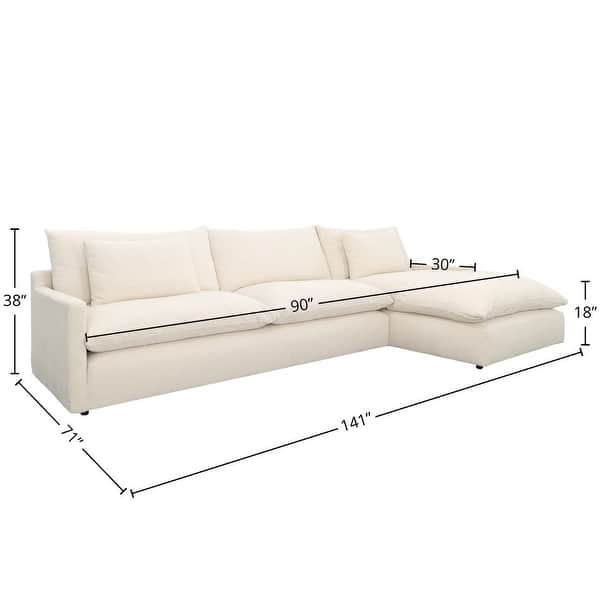 Glendale Right-Facing Upholstered Chaise Sectional, Cream