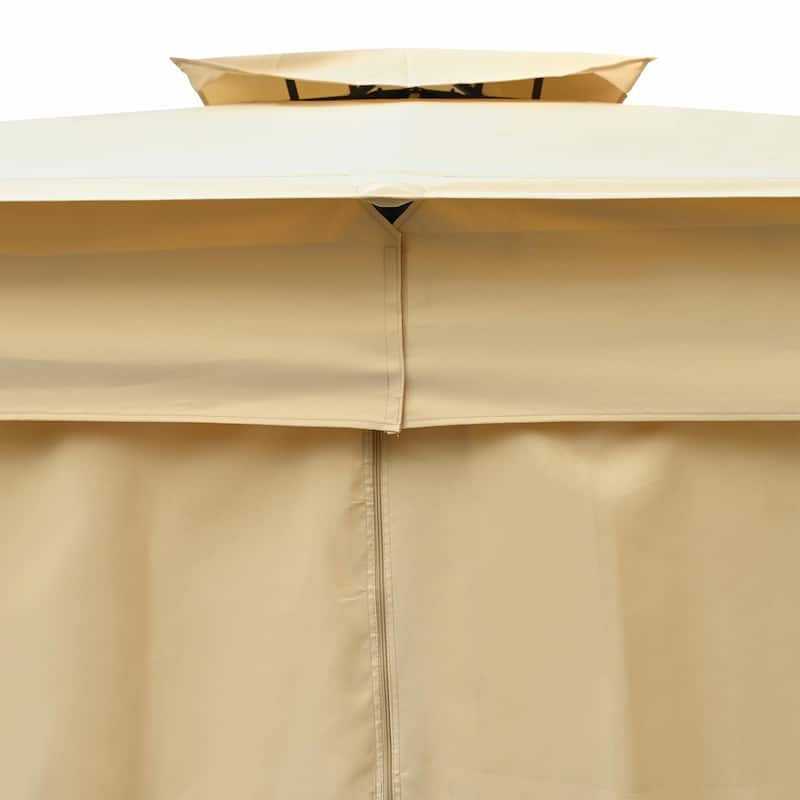 Outdoor Gazebo Tent with Double Roof, Mosquito Netting & Privacy Screens