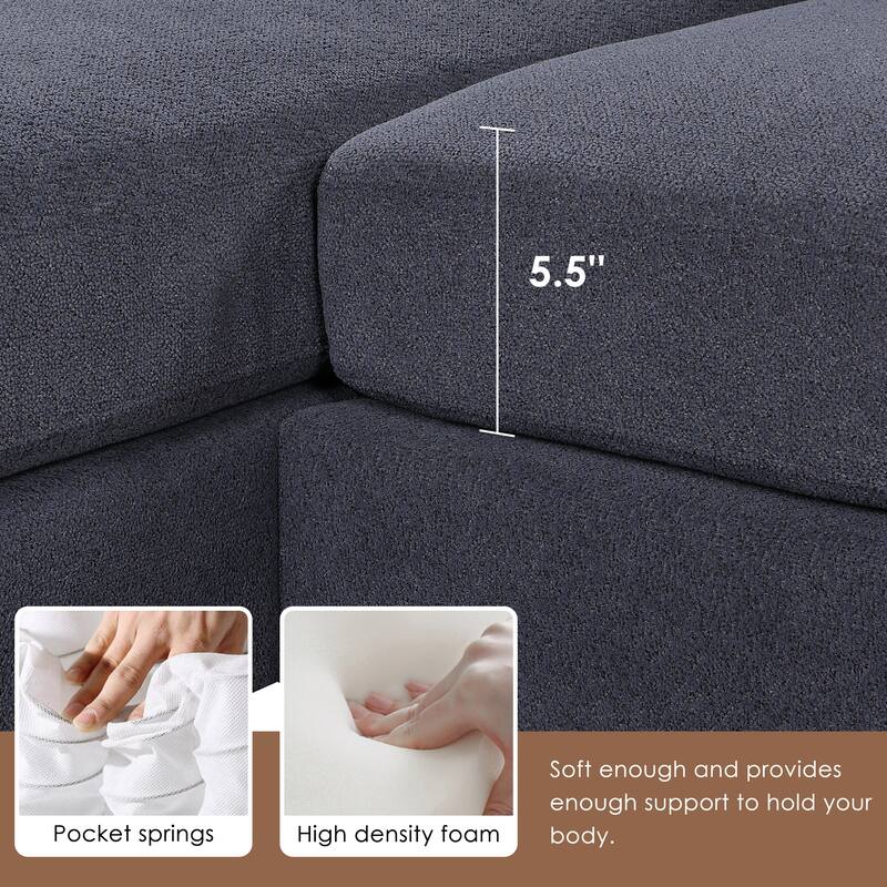 Velvet U-Shaped Sectional Sofa Couch with Chaise