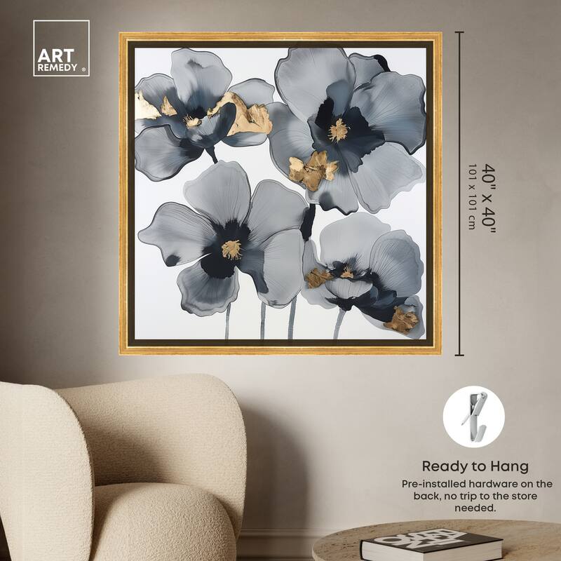 Art Remedy Drama Flora Framed Floral Fine 1 Piece Canvas Wall Art