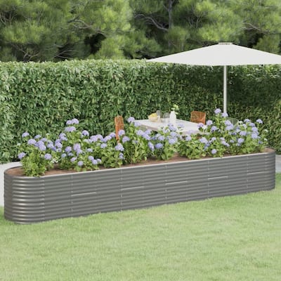 vidaXL Raised Garden Bed Raised Flower Bed Galvanized Steel Outdoor Planter
