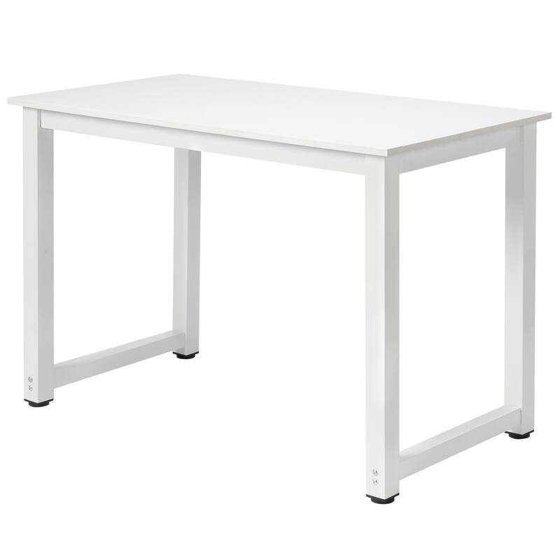 Modern White Particleboard Computer Desk with Steel Frame Workstation for Home Office or Study Use