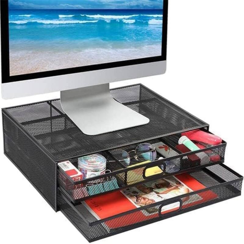 Monitor Stand with Drawer - Black