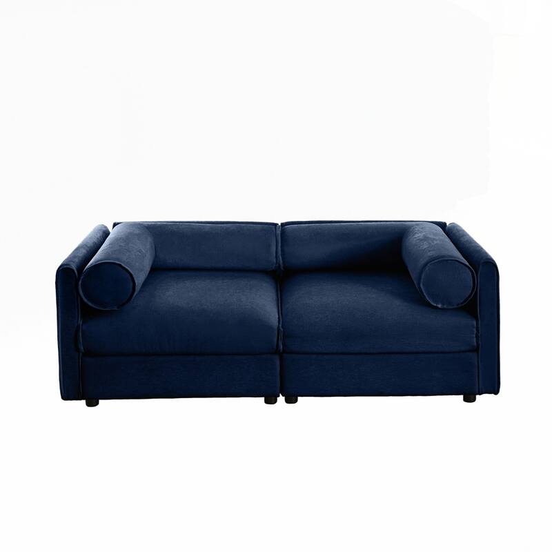 Cylindrical Backrest and Armrests Chenille Sofa with Storage Seat