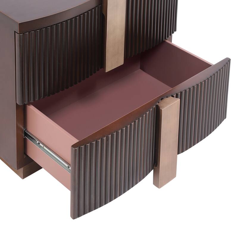 Christopher Knight Home - Lunera Modern Storage Nightstand with Fluted Design and Heavy Duty Base