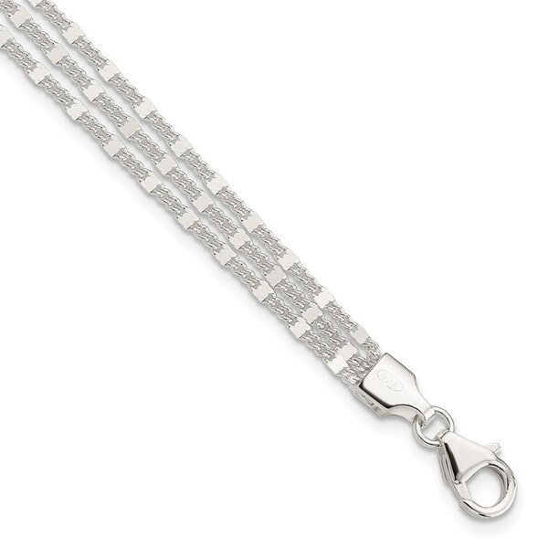 925 Sterling Silver 3-strand Bracelet, 7.25" (W-5.22mm). Opens flyout.