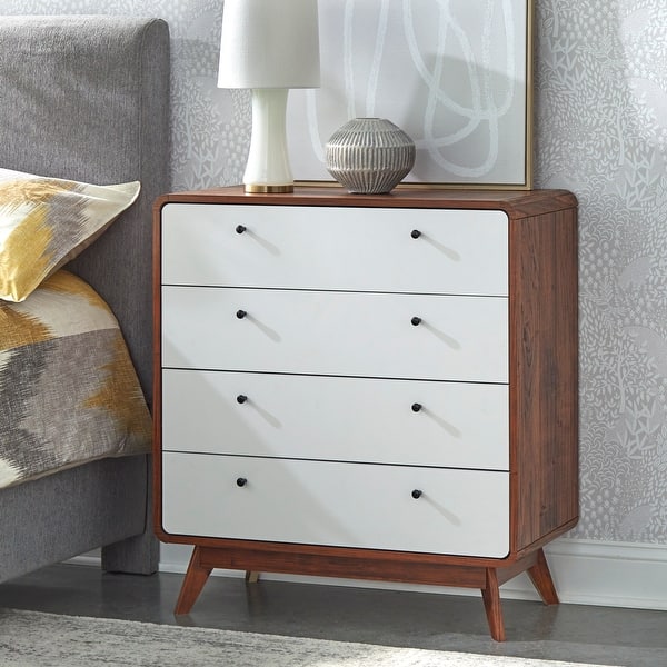 slide 2 of 9, Carson Carrington Hafnarfijorour Mid-century Modern 4-drawer Chest Walnut - 4-drawer