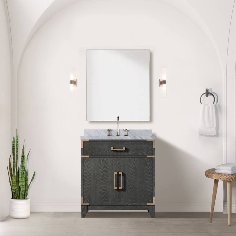 Laurel Bath Vanity Carrara Marble Top, Sink and Faucet