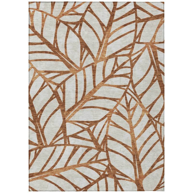 Machine Washable Indoor/ Outdoor Chantille Modern Palms Rug