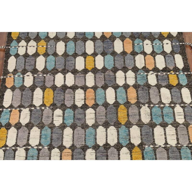 All-Over Geometric Moroccan Contemporary Area Rug Handmade Wool Carpet - 5'11"x 9'7"