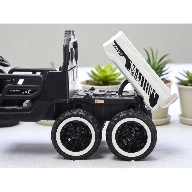 24V 2-Seater Kids Ride On Dump Truck with Remote, 4WD 6-Wheel UTV Car with Electric Dump Bed, LED Lights & Music