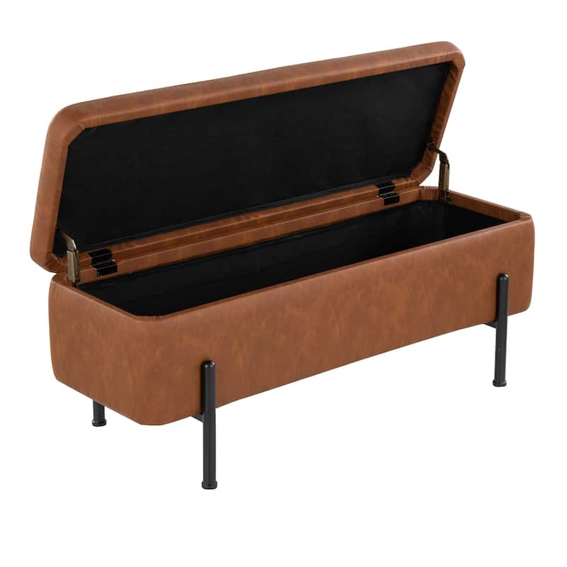 Silver Orchid Galotti Storage Bench with Flip-Top Lid