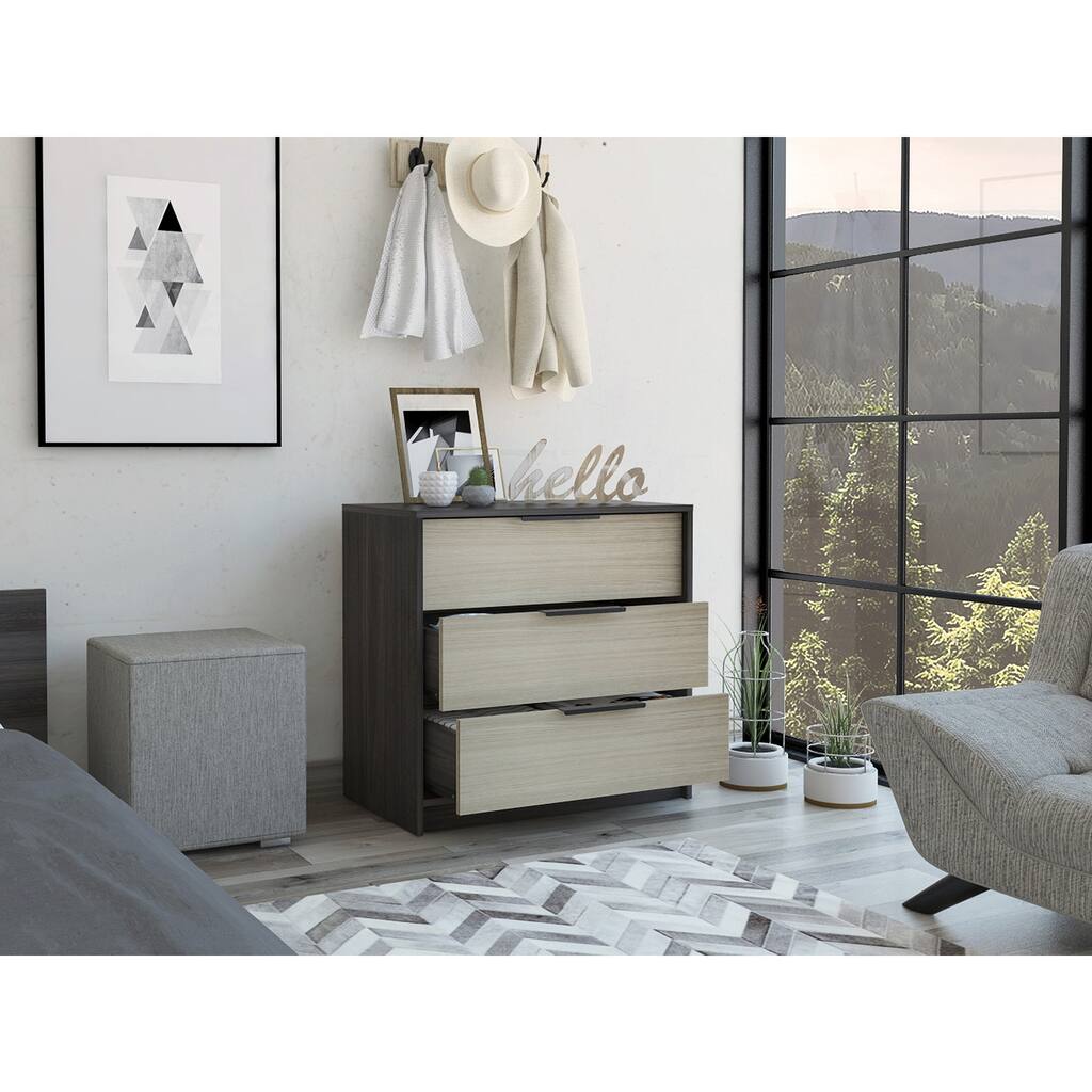 3-Drawer Rectangle Dresser White