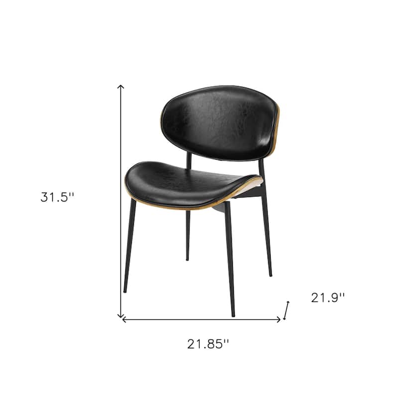 HomeRoots Set of Two Green and Black Upholstered Faux Leather Curved Back Dining Side Chairs