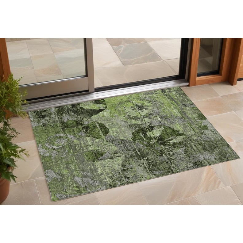 Mami Artistic Abstract Weather Resistant Classic Meets Modern Outdoor Rug