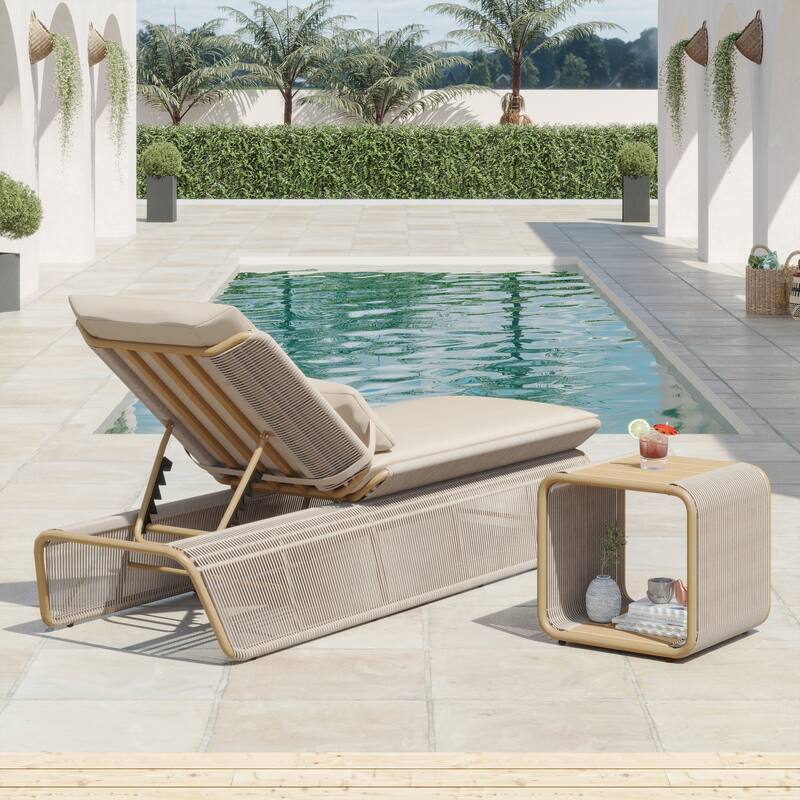 Corvus Corral 2-piece Adjustable Outdoor Wicker Chaise Lounge Set with Sunbrella Cushion