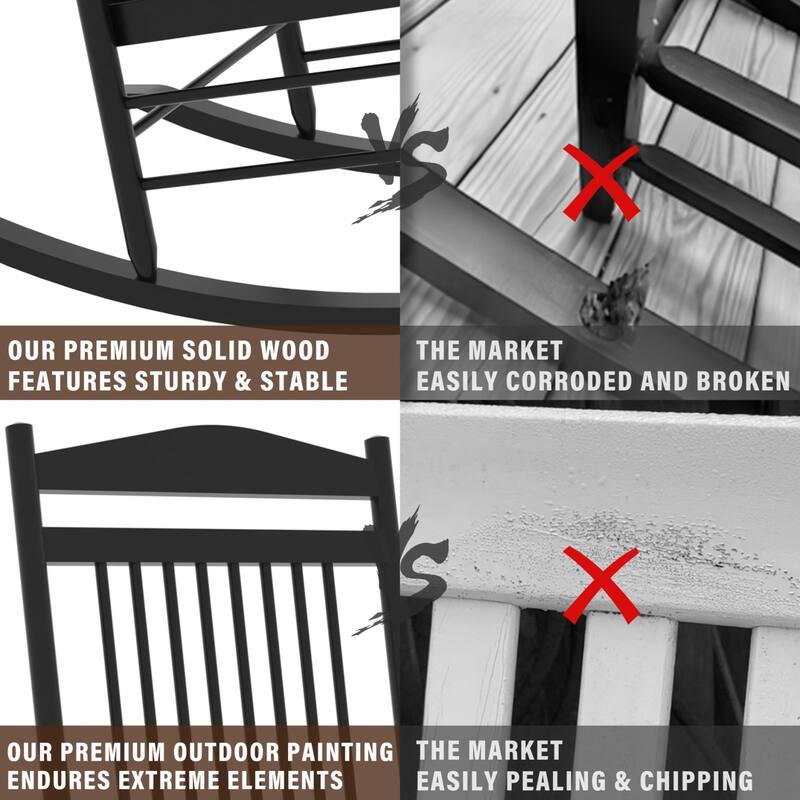 VEIKOUS 3-Piece Outdoor Rocking Chair Set with Folding Table for Patio and Porch