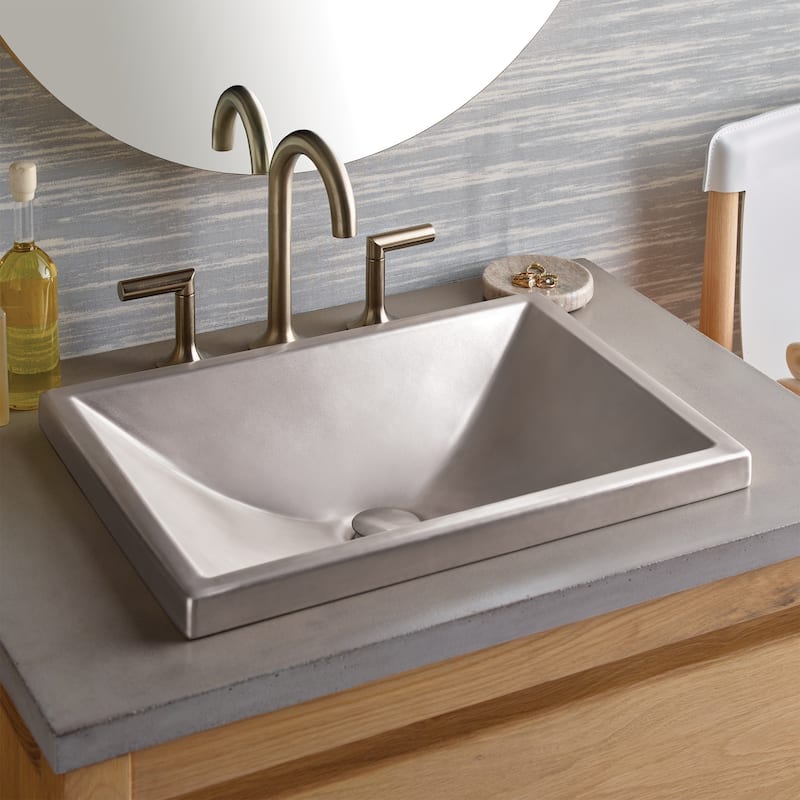 Amara Fireclay Dual Mount Bathroom Sink - 20" x 14" x 4.75" - Silver