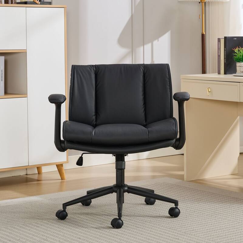 Criss Cross Office Chair with Flip-Up Arms - Black
