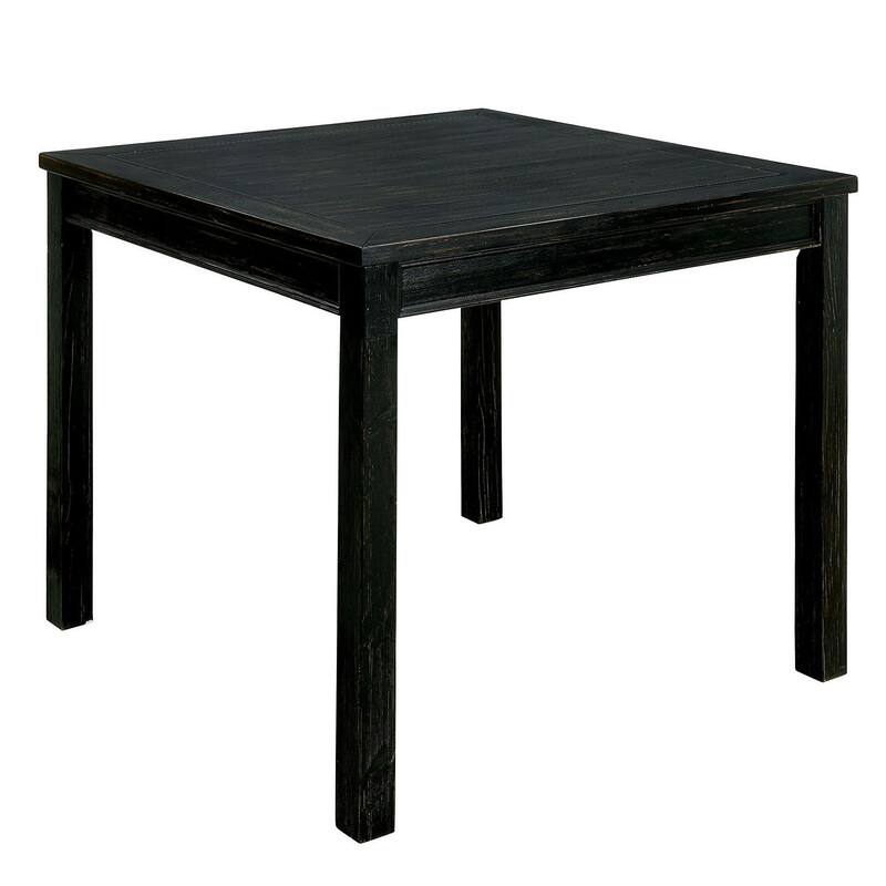 5 Piece Wooden Counter Height Table Set In Antique Black And Beige