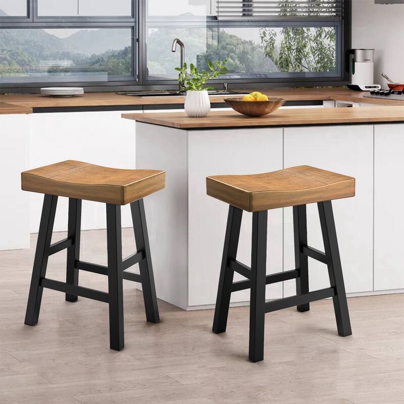 Solid Wood Modern Midnight Bar Stool Set of 2
