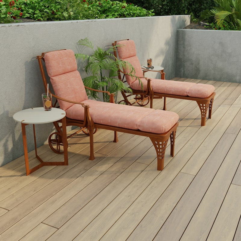 74" x 22" Outdoor Chaise Lounge Cushion with Ties and Loop - 74'' L x 22'' W x 5'' H