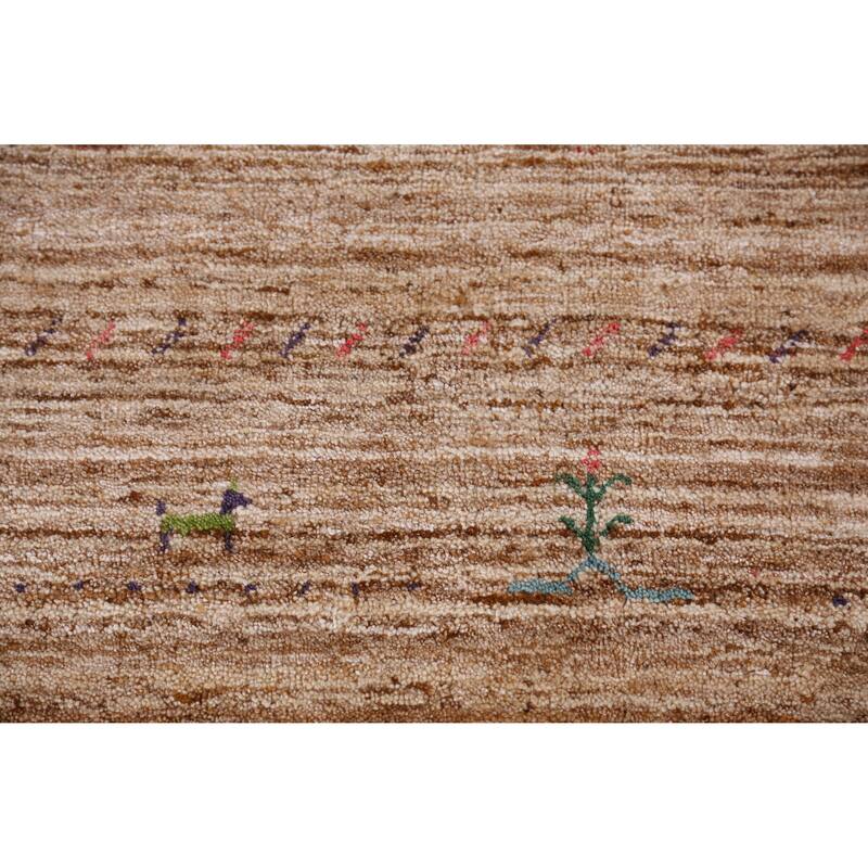 Hand Knotted Oriental 100% Wool Carpet Tribal Tribal Brown Gabbeh Area Rug - 9' 5'' X 8' 0''