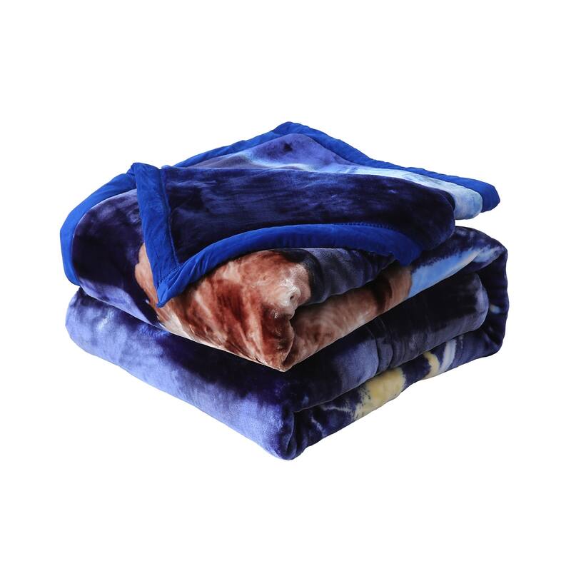 2 Ply A&B Printed Raschel Bed Blanket 85" x 95"-10 Pounds