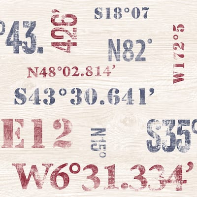 Galerie Wallcoverings Deauville 2 Naval Coordinates Print Non-woven Matte Wallpaper Roll