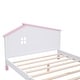 preview thumbnail 6 of 8, White+Pink Full Platform Bed with House-Shaped Headboard, Wooden Cute Bed Frame with Shelf, for Kids Teens, No Box Spring Needed