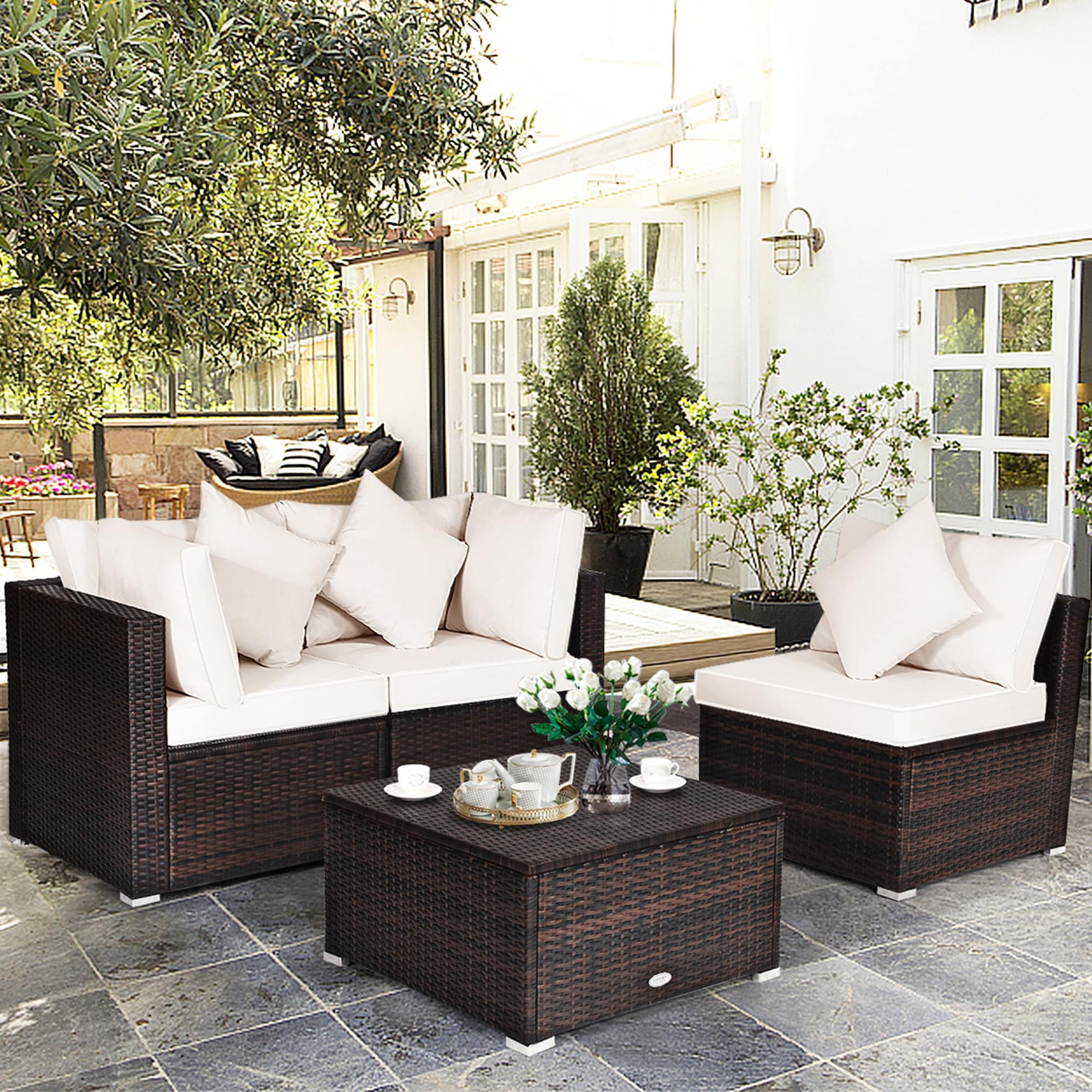 Gymax 4pcs patio rattan 2025
