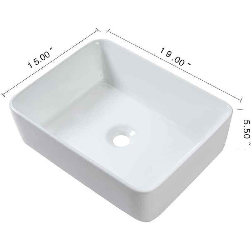 Rectangle Vessel Bathroom Sink and Black Single Lever Faucet Combo