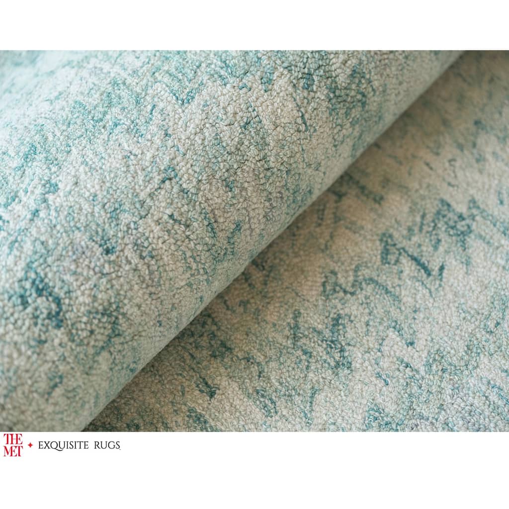 The Met X Exquisite Rugs Bargello Turquoise Area Rug