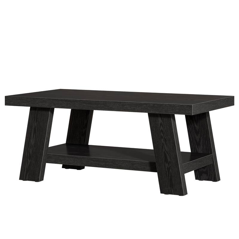 Coffee Table, Rectangular Coffee Tables for Living Room, Wood Center Tables with Storage Shelves for Home
