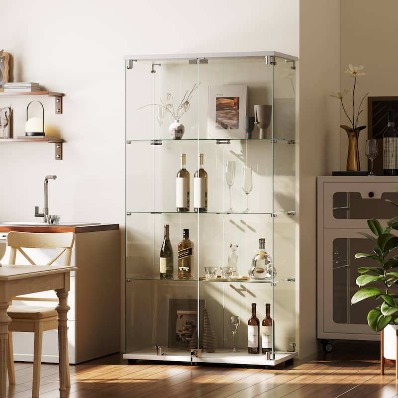 4-Shelf Glass Display Cabinet with Lock, 64"H Freestanding Curio Display Showcase for Collectibles