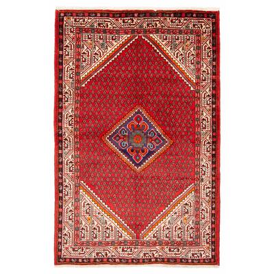 ECARPETGALLERY Hand-knotted Andelz Red Wool Rug - 4'3 x 6'7