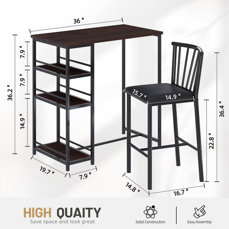 Futzca Dining Table Set, Kitchen Bar Table and Chairs, 3 Or 4 Pieces