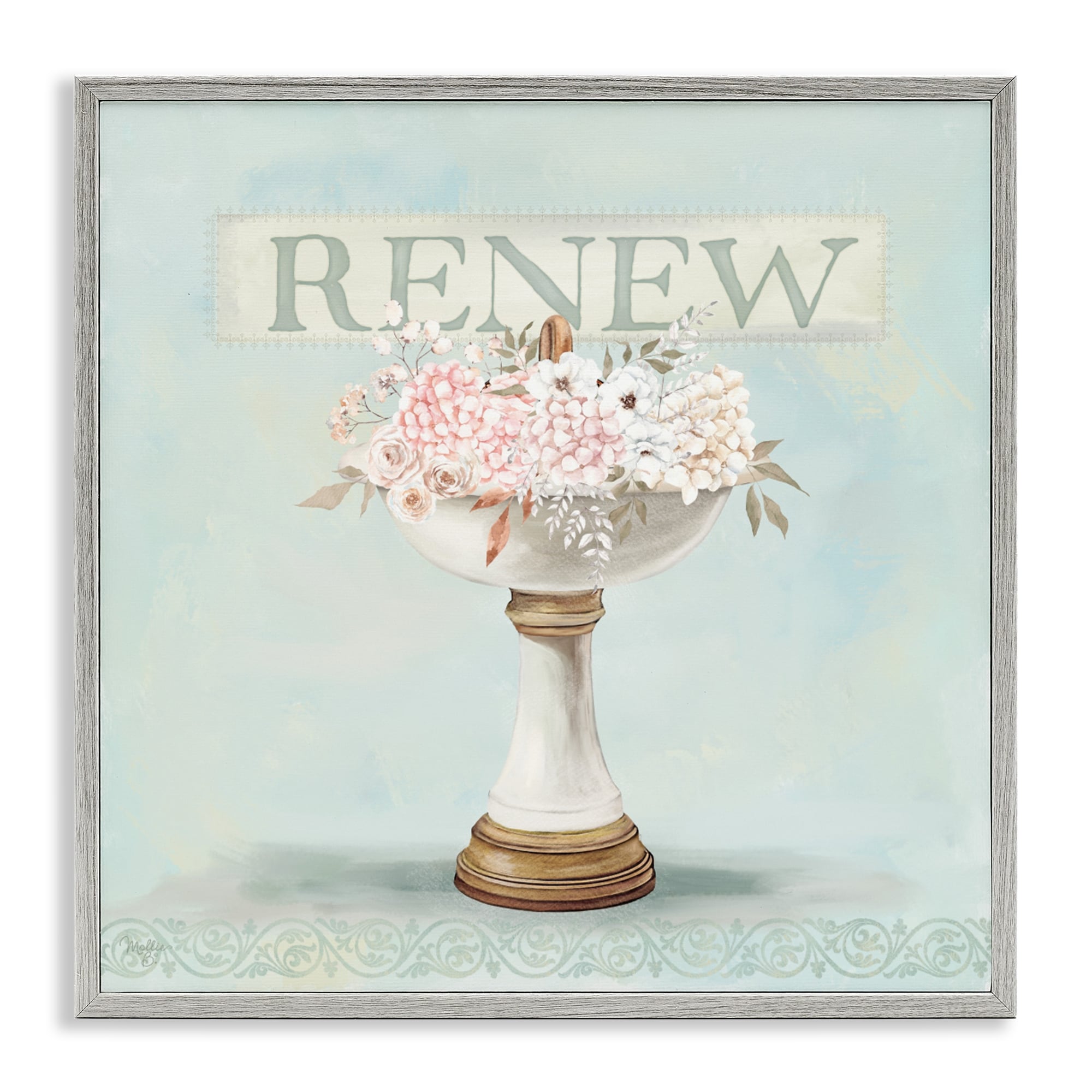Stupell Renew Floral Sink Framed Giclee Art Design By Mollie B.