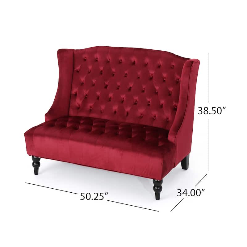 Velvet Button Tufted High Wingback Loveseat Sofa