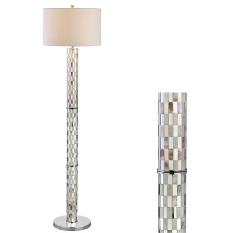 Josephine 63.5" Seashell Mosaic LED Floor Lamp, Cream by JONATHAN Y - 63.5" H x 16" W x 16" D