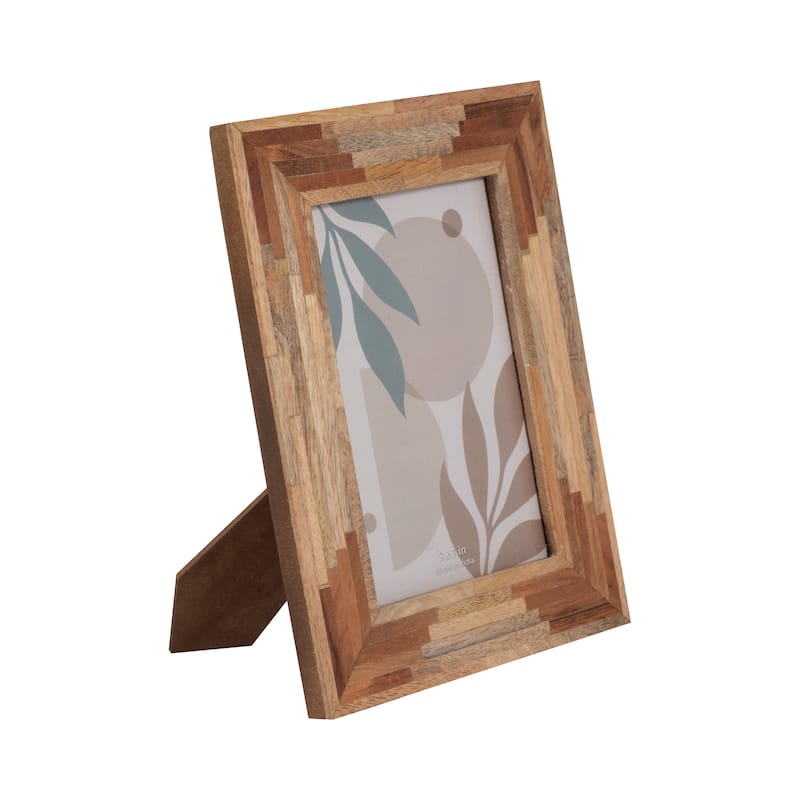 Sagebrook Home Handcrafted Wood Picture Frame with Glass Panel and Geometric Detailing