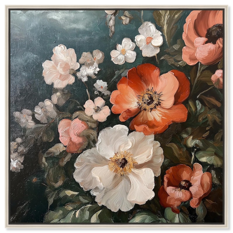 Petals in Abundance Canvas by Art Remedy - Silver - 16" x 16"
