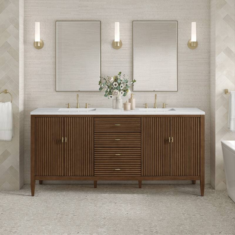 James Martin Vanities 485-V72-3AF Myrrin 72" Double Basin Wood Vanity