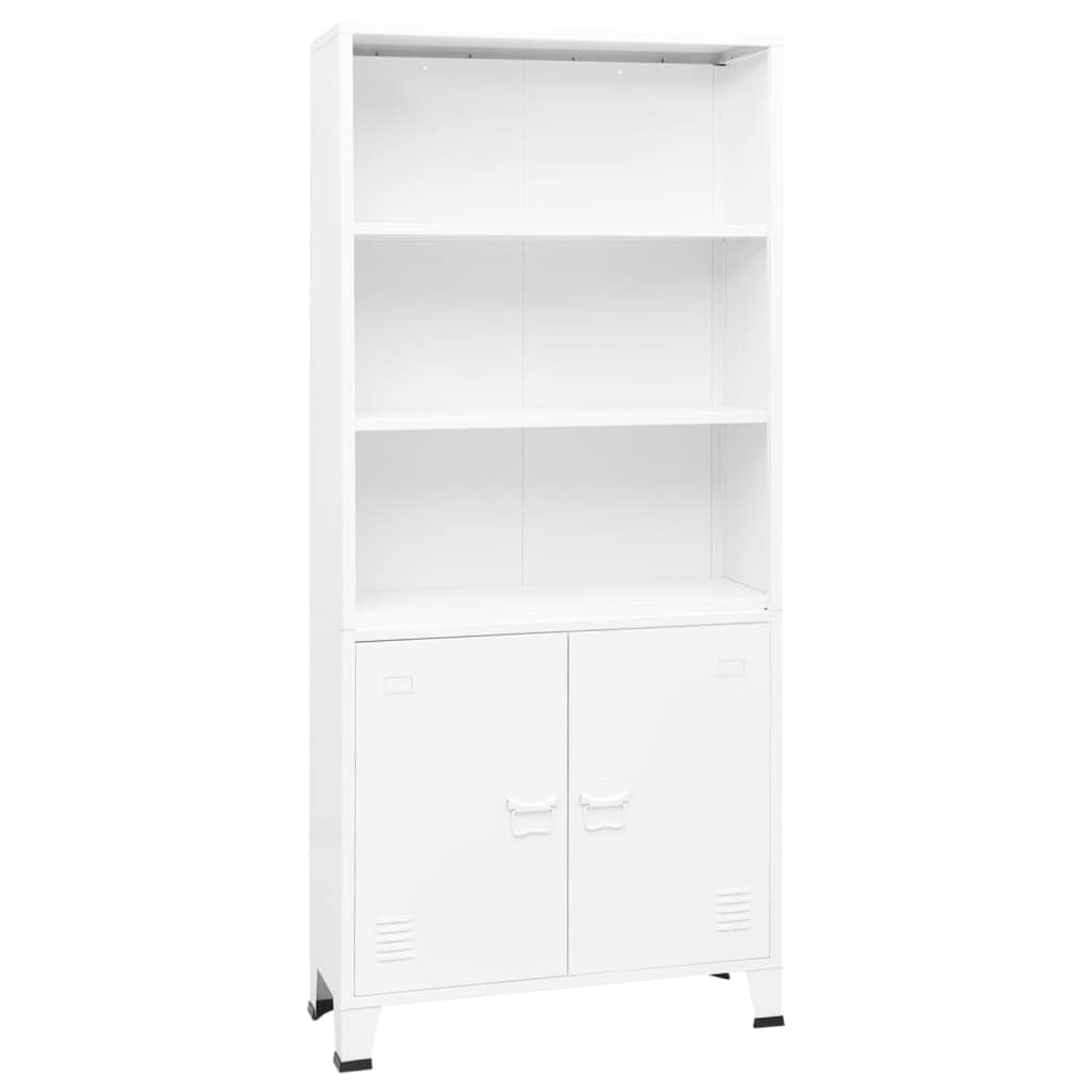 vidaXL Bookshelf Bookcase with 3 Shelves Decor Cabinet with Display Steel - 31.5" x 12.6" x 70.9"