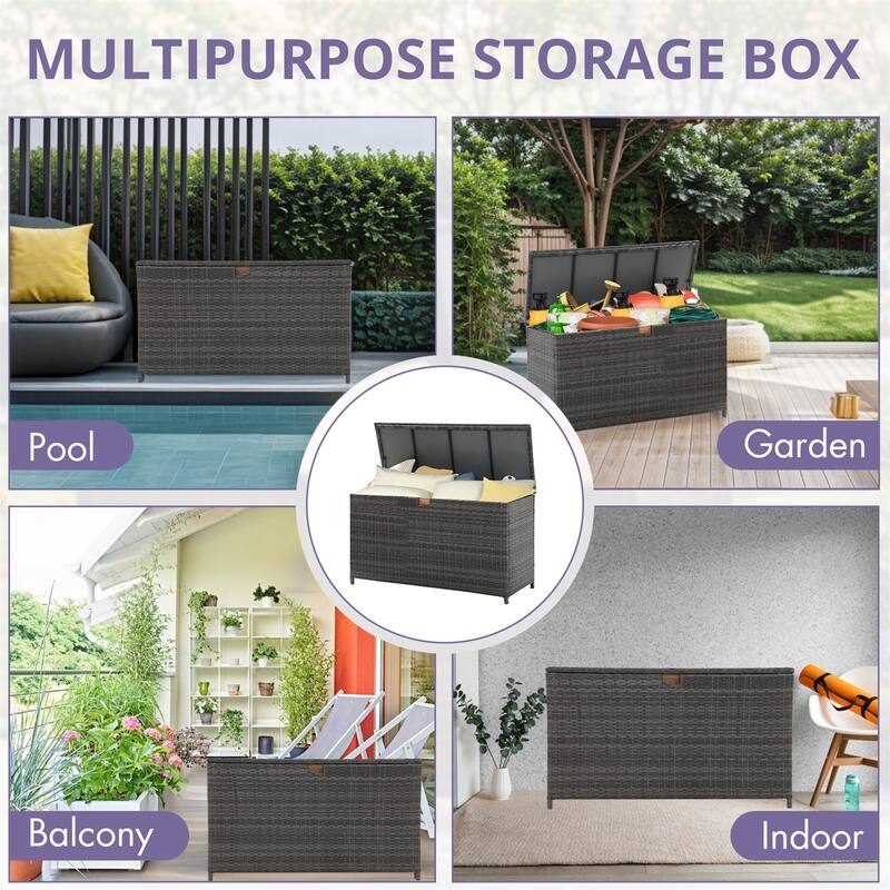 120 Gallon Waterproof Large Resin Deck Box Indoor Outdoor Lockable Storage Container for Patio Furniture, Toys and Garden Tools
