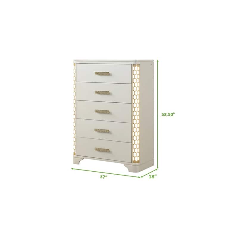 Jasmine Traditional Style 4PC/5PC LED Vanity Bedroom Set Made with Wood