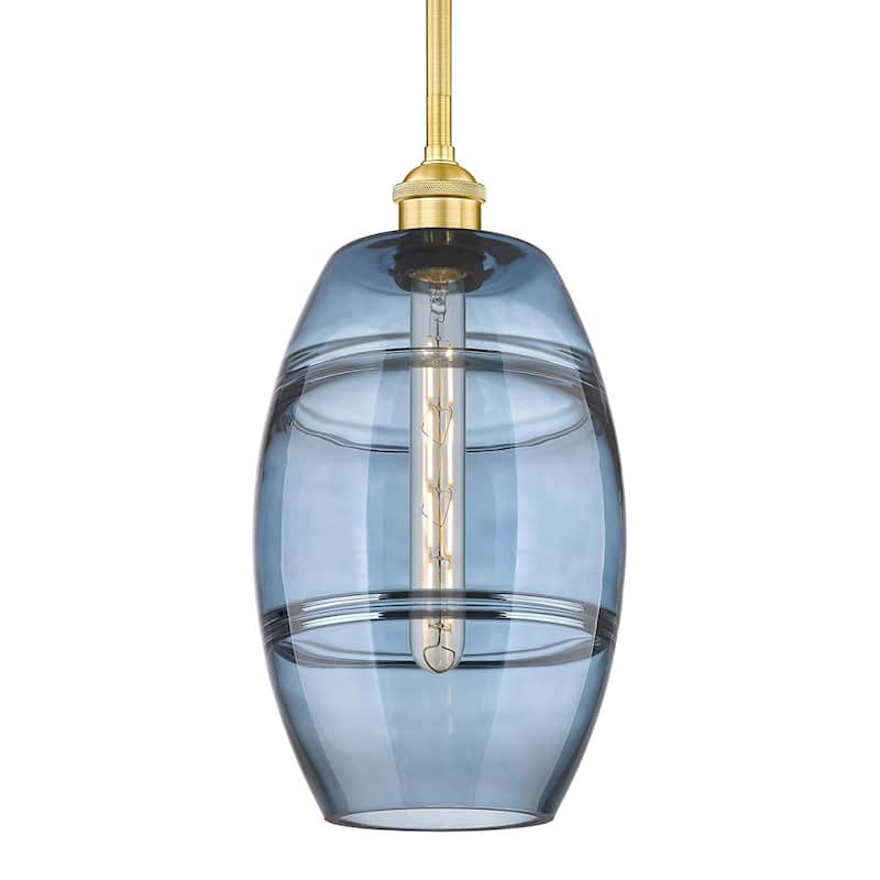 Innovations Lighting 616-1S 9 8 Vaz Pendant Vaz 8" Wide Mini Pendant - Satin Gold / Princess Blue