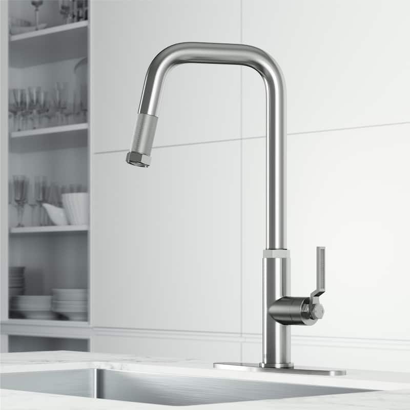 VIGO Hart Angular 18" H Single Handle Pull-Down Kitchen Faucet