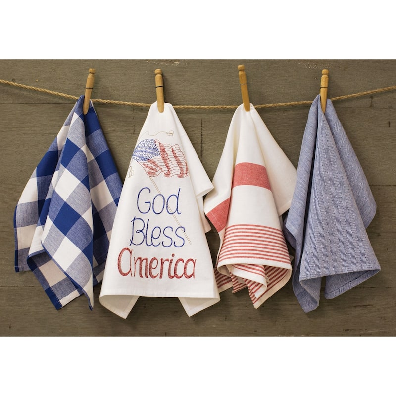 God Bless America July Fourth Flour Sack Cotton Kitchen Towel